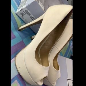 Off white heels size 5.5 with a glitter platform